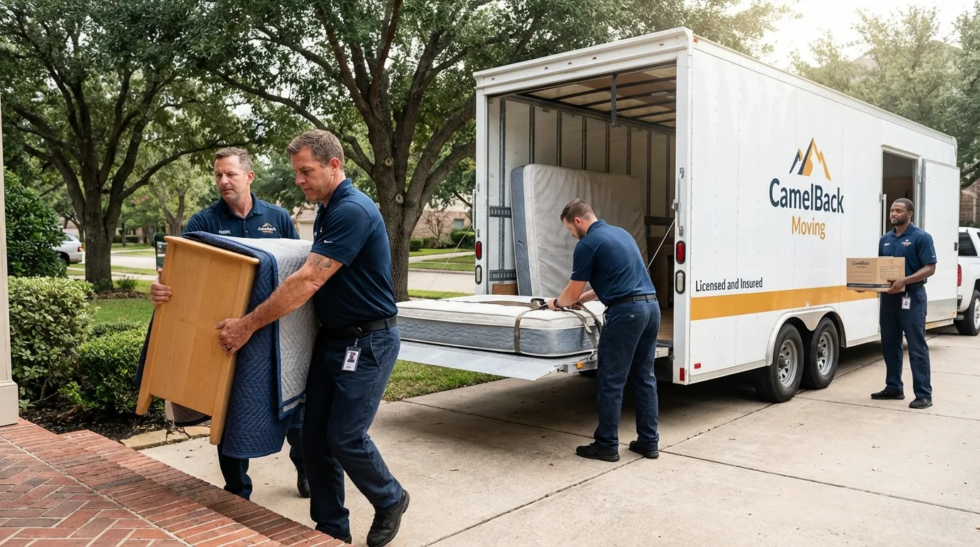 Crew loading residential truck for cross-state move from Boalsburg, PA