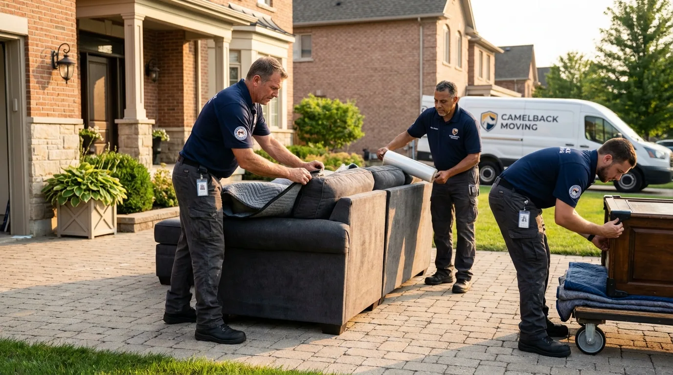Large estate moving crew wrapping furniture in Boalsburg, PA