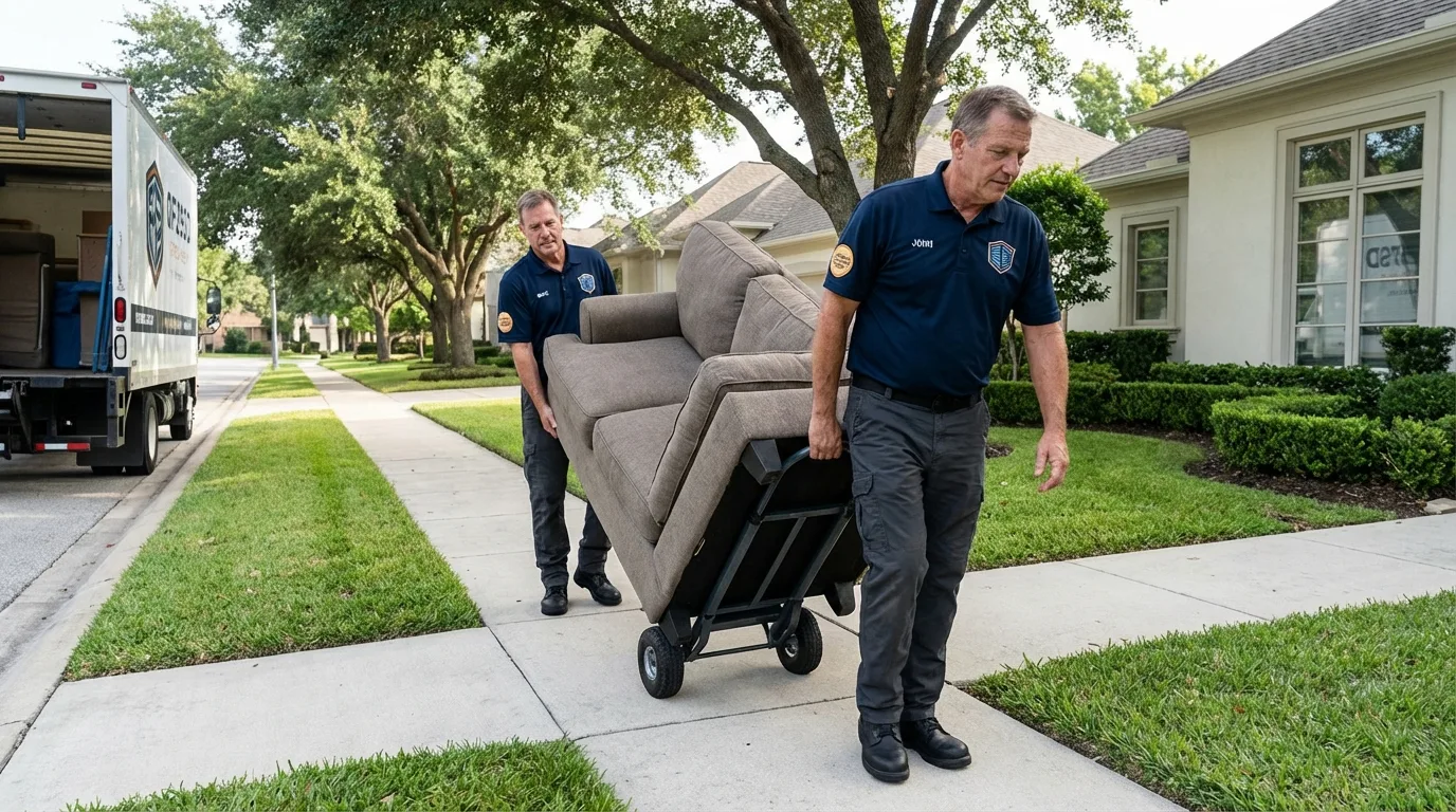 Local residential moving crew loading furniture in Boalsburg, PA